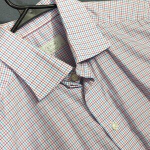 Eton Shirt Men's 16. 42 Multicolor Tattersall Contemporary Cotton Long Sleeve